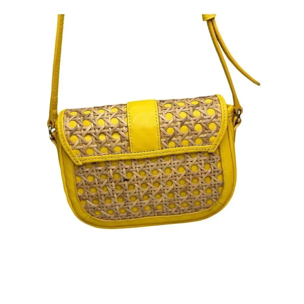 Talbots Yellow Bow and Basket Weave Crossbody Purse | Dressy | Party | Summer
